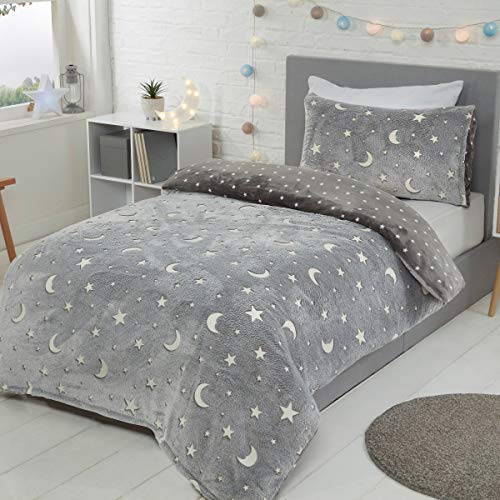 Moons & Stars Glow In The Dark - Fleece Duvet Cover & Pillowcase Set