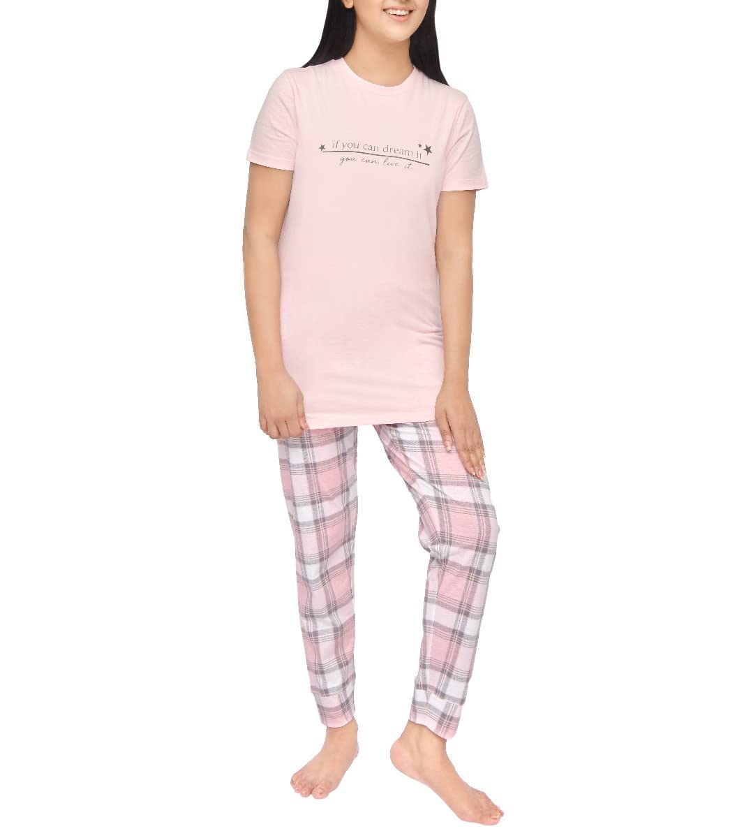 Sleepdown Womens Ladies Pyjamas 2 Piece Short Sleeve T-Shirt & Cuffed Bottom Set Casual Loungwear Nightwear