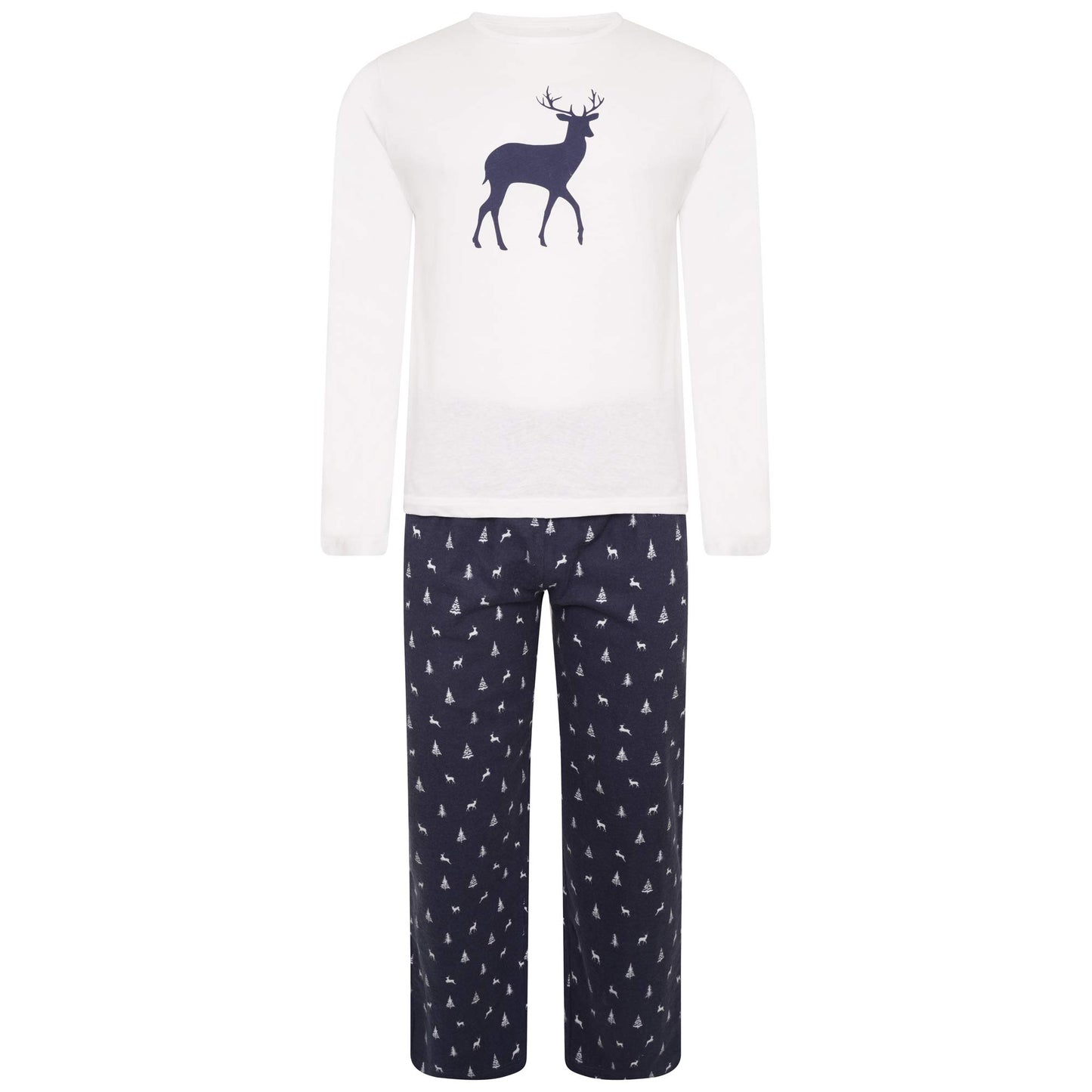 Sleepdown Mens Pyjamas Set Stag 2 Piece Loungewear Nightwear Long Sleeve Top & Bottoms PJ 100% Cotton Soft Cosy