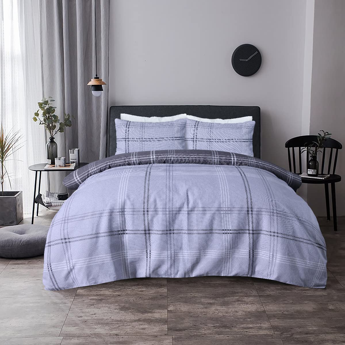 Waffle Check - Reversible Duvet Cover & Pillowcase Set