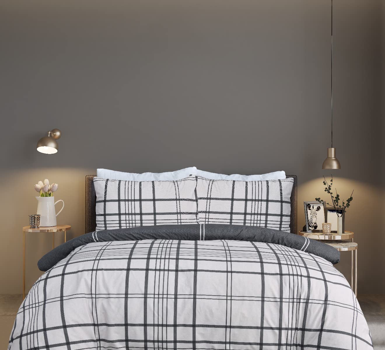 Pure Cotton Check - Reversible Duvet Cover & Pillowcase Set