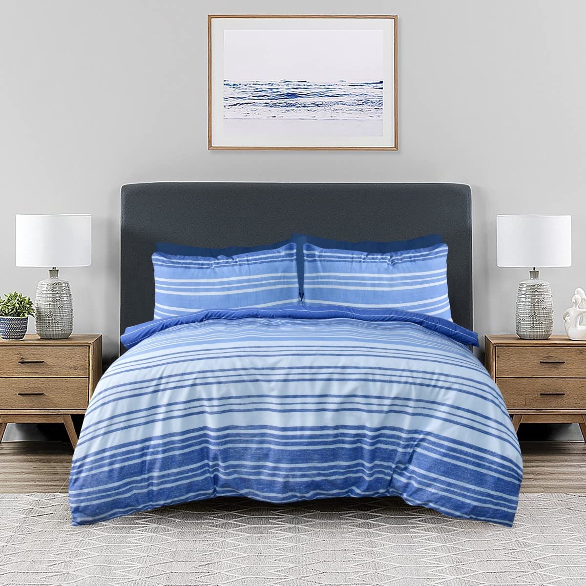Textured Stripe - Reversible Duvet Cover & Pillowcase Set