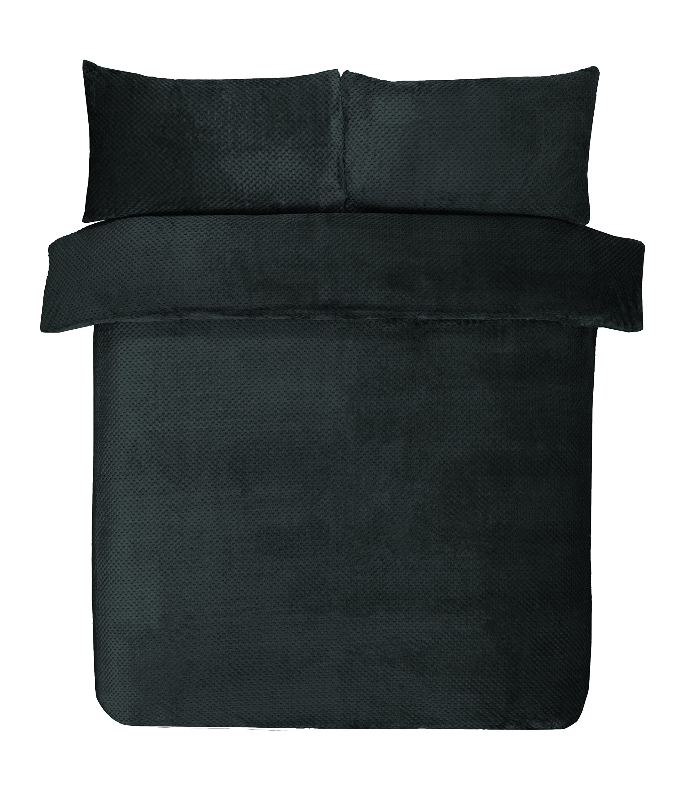 Waffle Fleece - Duvet Cover & Pillowcases Set - Black – Sleepdown