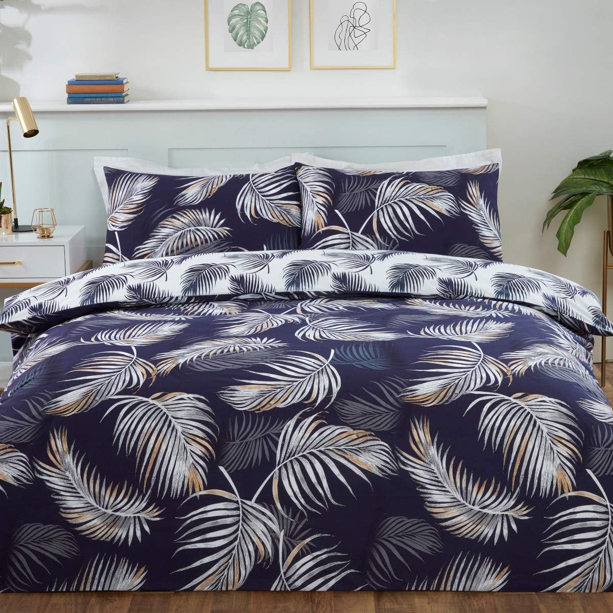 Tropical Palm Leaves - Reversible Duvet Cover & Pillowcase Set