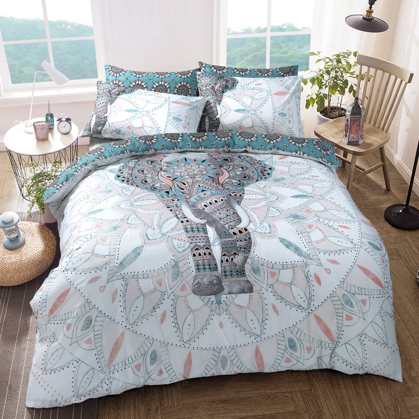 Elephant Mandala - Reversible Duvet Cover & Pillowcase Set