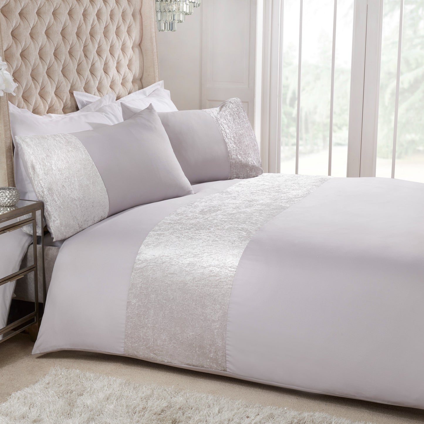Velvet Panel - Duvet Cover & Pillowcase Set