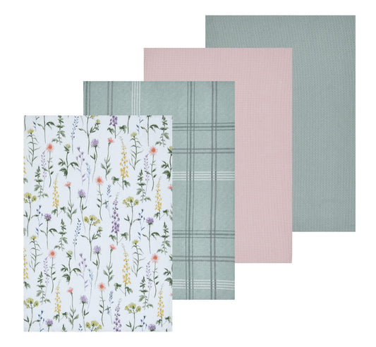 Meadow Floral - Printed & Waffle Tea Towels - Set of 4