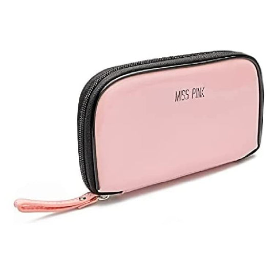 Miss Pink Cosmetic Beauty Brushes Makeup Box Zipper Travel Case - Black Pink