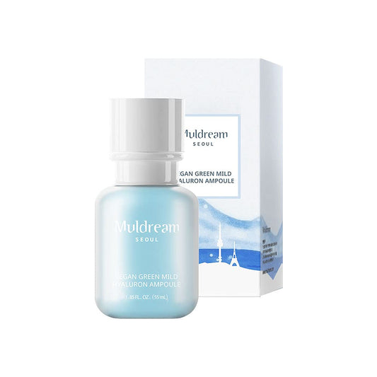 Muldream Seoul Vegan Green Mild Hyaluron Ampoule, Hydrating and Moisturiser Serum for Dry and Sensitive Skin - 55ml