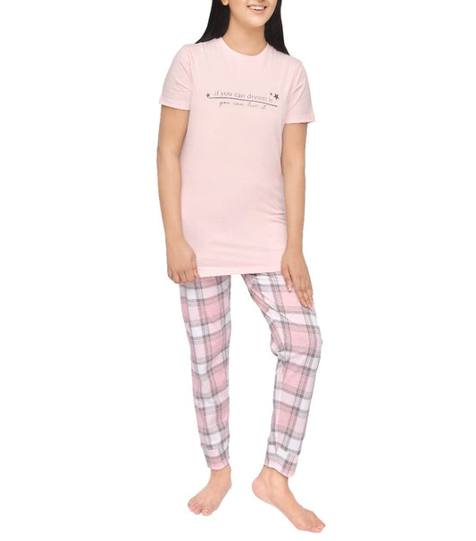 Sleepdown Womens Ladies Pyjamas 2 Piece Short Sleeve T-Shirt & Cuffed Bottom Set Casual Loungwear Nightwear