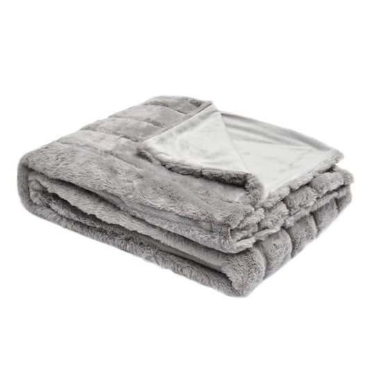 Sleepdown Striped Faux Fur Throw Over Sofa Bed Couch Super Soft Warm Cosy Luxury Cosy Blanket Bedspread