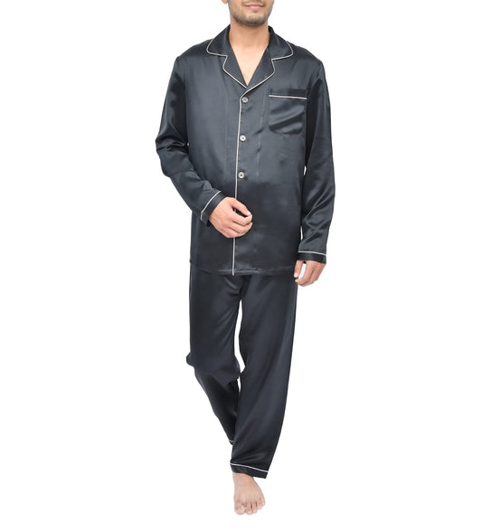 Sleepdown 100% Silk Mens Pyjamas Long Set 2pc - Nightwear Sleepwear, Comfy, Naturally Hypoallergenic - 22 Momme