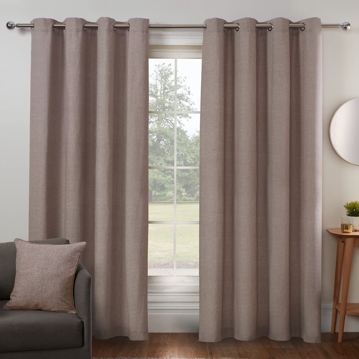 Textured Print - Eyelet Lined Curtains
