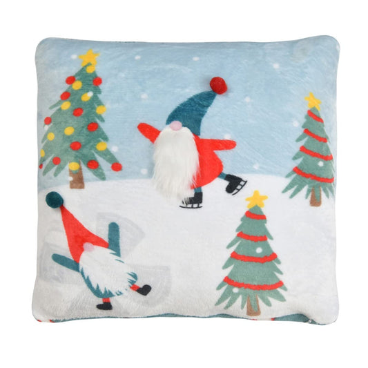 Sleepdown Ice Skating Xmas Gonk Christmas Santa Filled Cushion Fleece Soft Decorative Square Cushion For Home Decor Sofa Bedroom