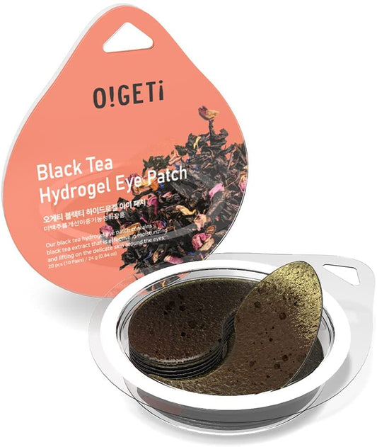 O!GETi Black Tea Hydrogel Eye Patch, Under Eye Treatment Masks,Eye Masks for Dark Circles,Anti Wrinkle Treatment,Under Eye Gel Pads,Eye Mask for Puffy Eyes, Skincare,Hydrating - (20 pcs/10 pairs)