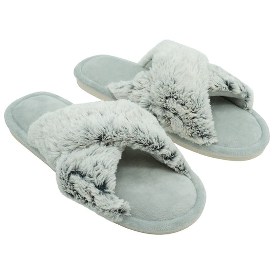 Sleepdown Womens Ladies Textured Super Soft Faux Fur Slippers