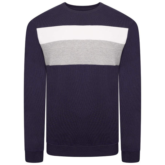 M17 Mens Classic Crew Neck Colour Block Stripe Sweatshirt Sweater Casual Pullover Long Sleeve Top Jumper