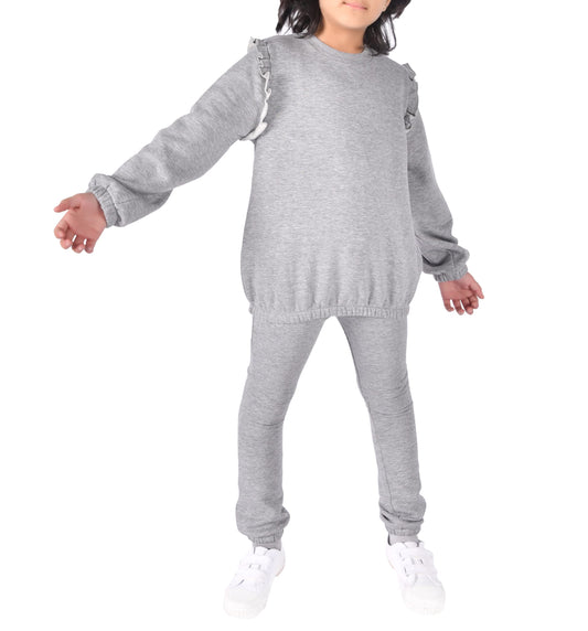 M17 Kids Girls Frill Sweatshirt Soft Cosy Casual Long Sleeve Top Pullover Jumper Crewneck Sweater