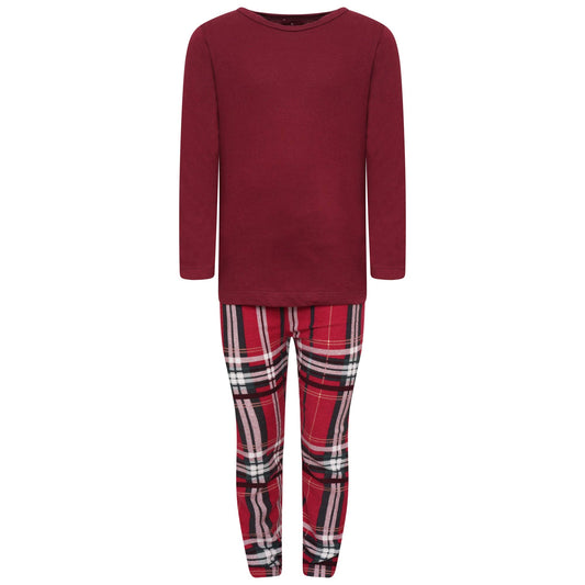 Sleepdown Girls Boys Pyjamas Set 100% Cotton Comfy Soft Warm Cosy Tartan Check Toddler Clothes 2 Piece Nightwear Long Sleeve Top Bottoms PJS Gift