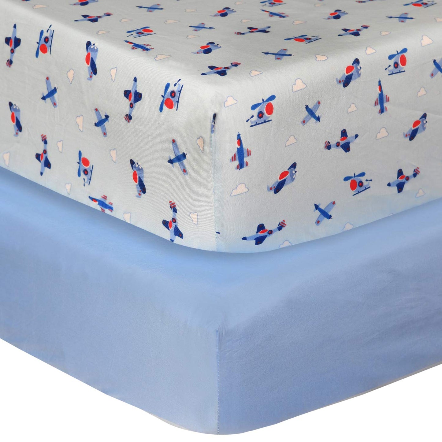 Organic Cotton Fitted Crib Sheet – Flight - Blue