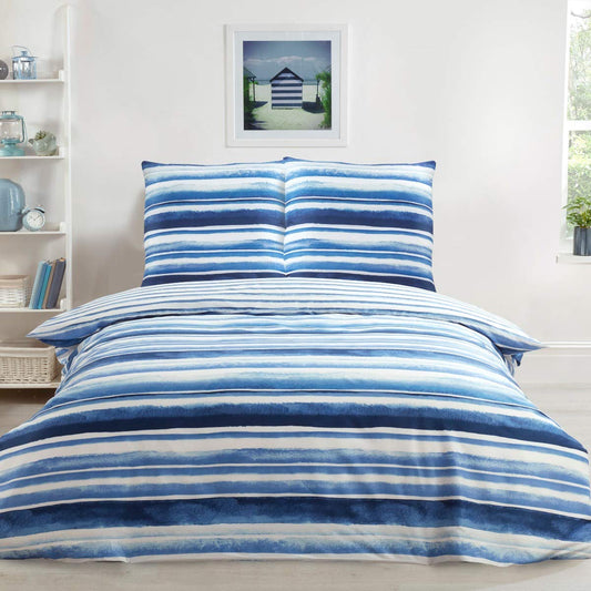 Sleepdown Watercolour Stripe Ultra Soft Easy Care Hypoallergenic Printed Reversible Duvet Cover & Pillowcase Set
