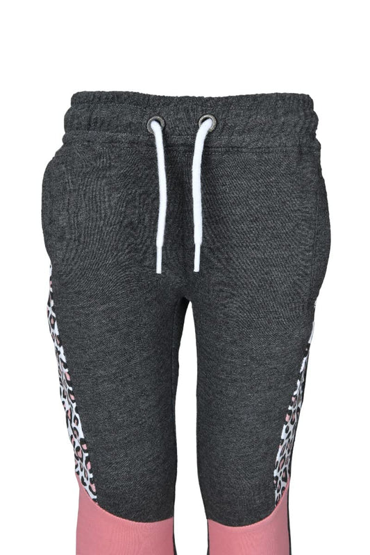 M17 Kids Girls Slim Leg Panelled Animal Print Jogging Bottoms Casual Plain Pants School Jogger Trousers Elasticated Waist with Pockets
