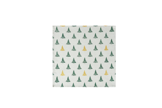 Sleepdown Winter Pine Trees Tablecloth Metallic Detail 100% Cotton Fabric Table Cloth Cover
