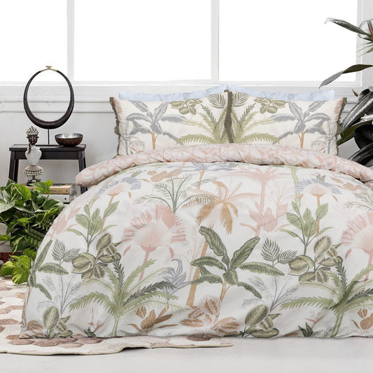 Tropical Leaves - Reversible Duvet Cover & Pillowcase Set