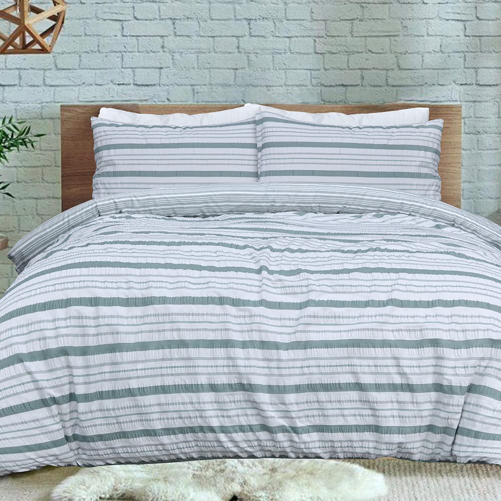 Stripe Seersucker - Reversible Duvet Cover & Pillowcase Set