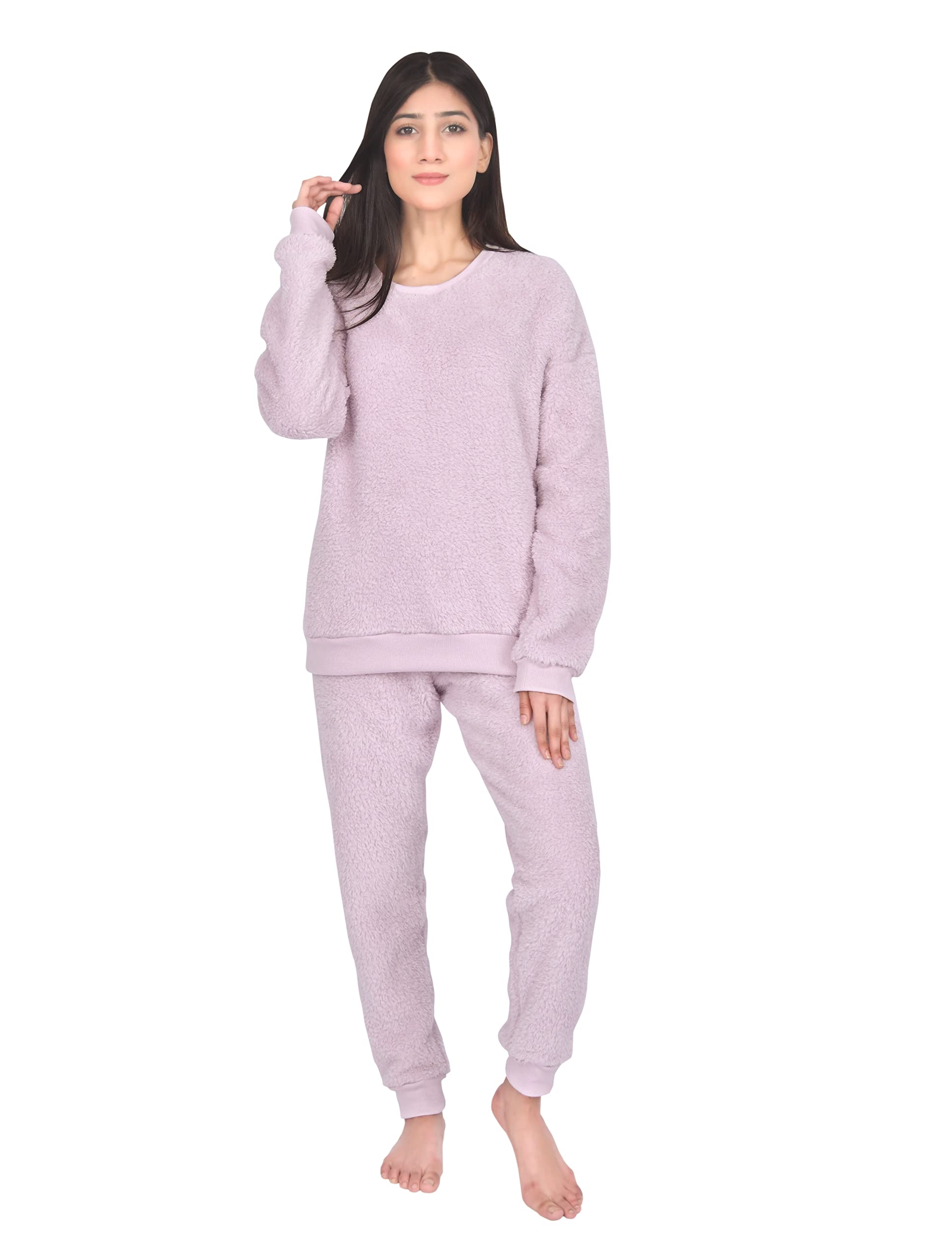 Women's Fluffy Fleece Pyjamas Twosie Soft Teddy Pyjama Set PJs Size 8-22