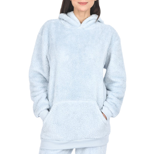 Sleepdown Womens Ladies Luxury Teddy Fleece Hoodie Sweatshirt Hooded Top Fluffy Warm Soft Cosy Pullover Jumper