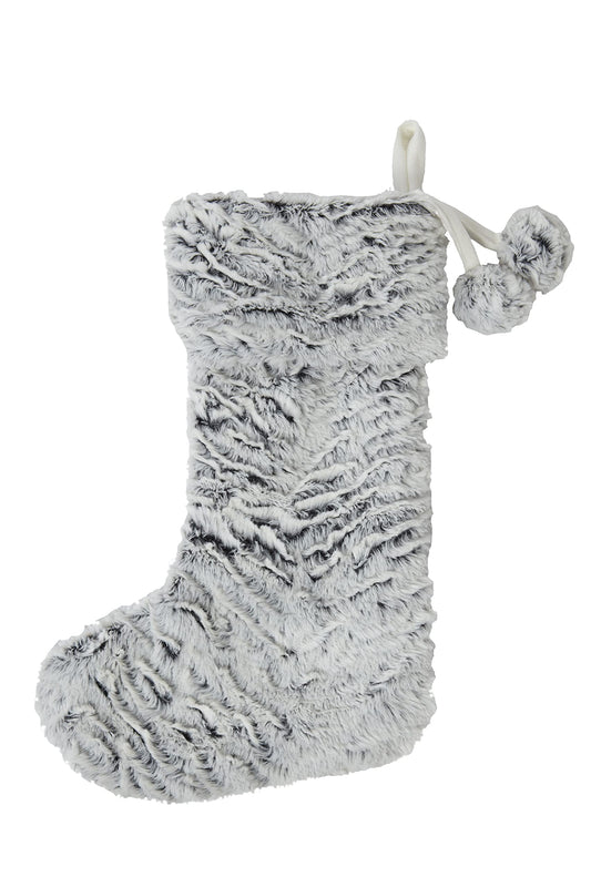 Sleepdown Textured Faux Fur Christmas Stocking With Pompom - 45 x 20cm
