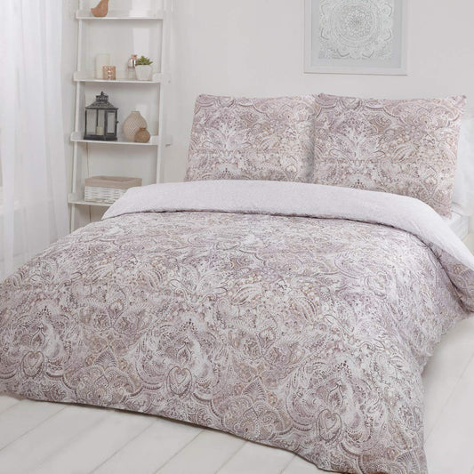 Sleepdown Paisley Ultra Soft Easy Care Hypoallergenic Subtle Print Reversible Duvet Cover Quilt Bedding Set with Pillowcase