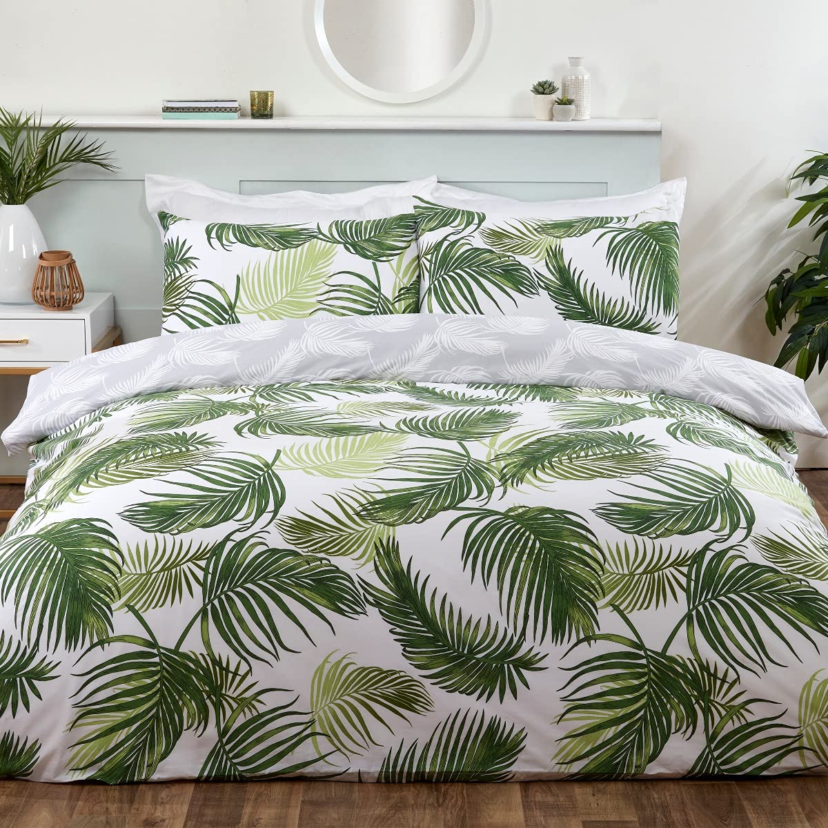 Tropical Palm Leaves - Reversible Duvet Cover & Pillowcase Set