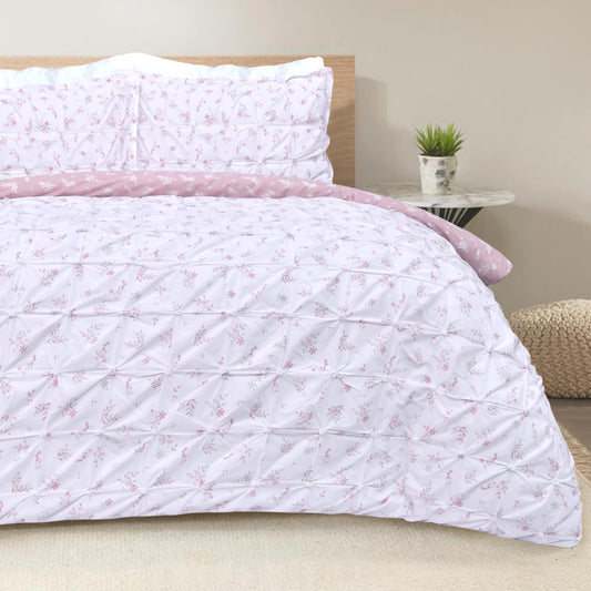 Ruched Pleat Ditsy - Reversible Duvet Cover & Pillowcase Set