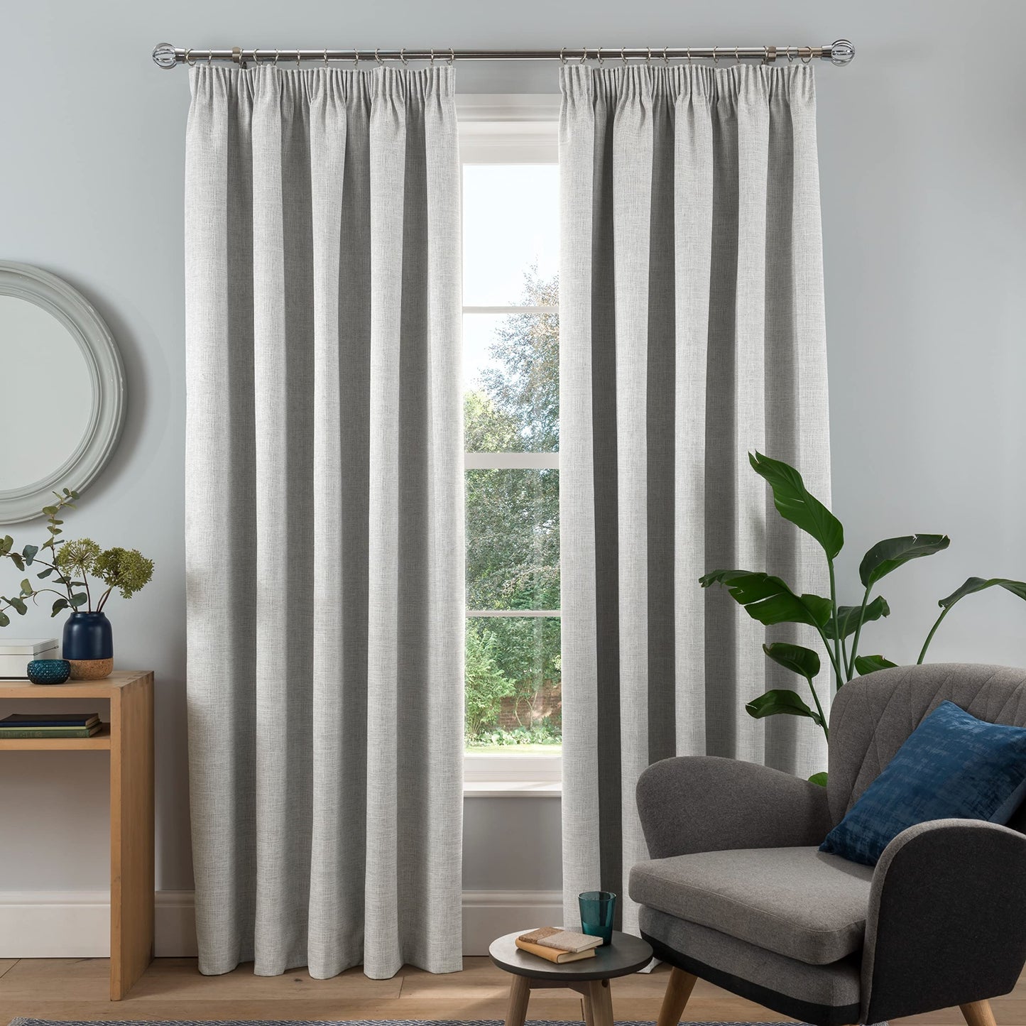 Textured Red Rib Weave - Pencil Pleat Blackout Lined Curtains