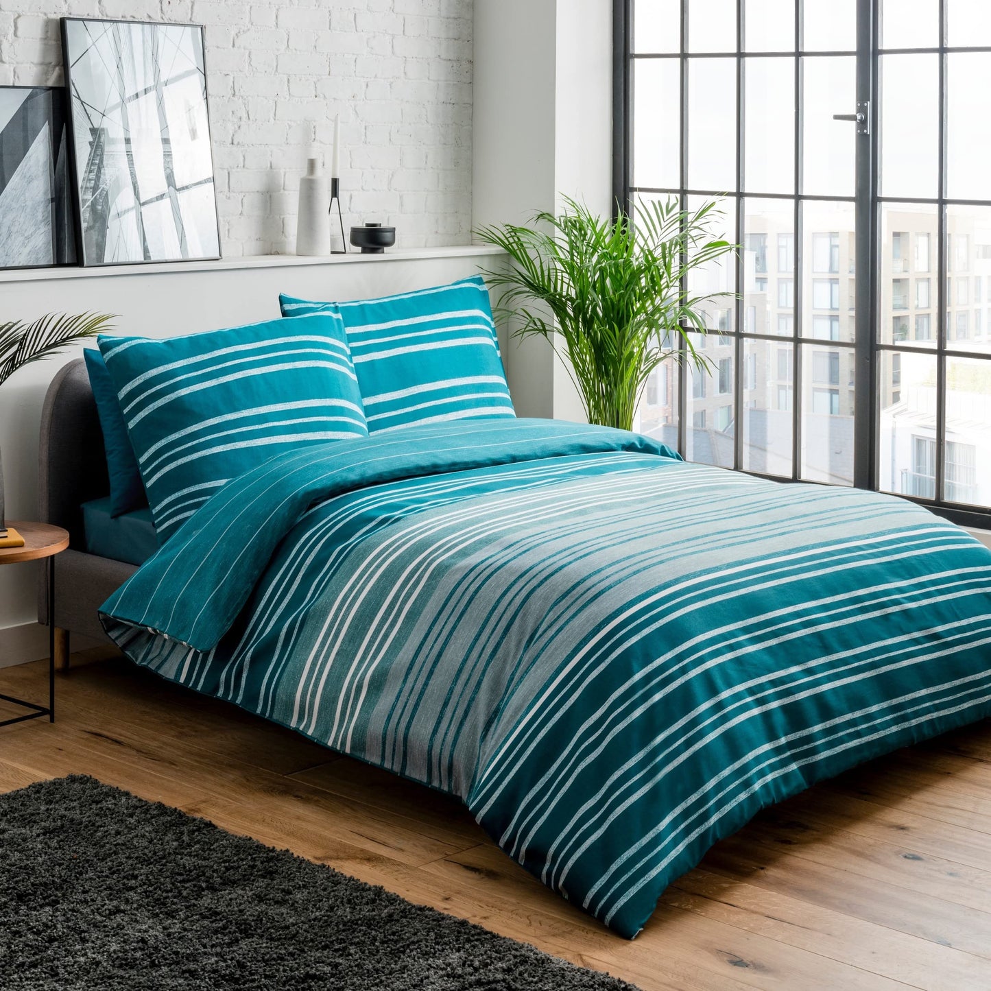 Textured Stripe - Reversible Duvet Cover & Pillowcase Set