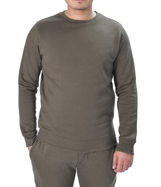 M17 Mens Recycled Classic Crew Neck Sweater Sweatshirt Casual Pullover Long Sleeve Top Plain Jumper (XL, Khaki)