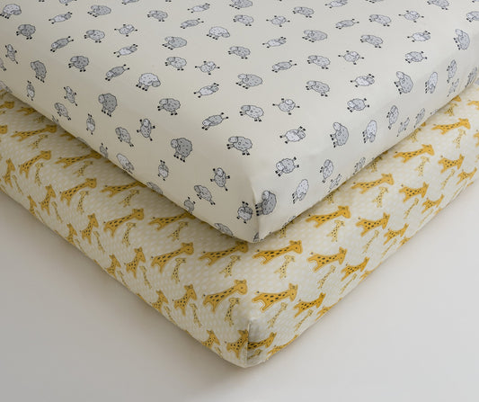Organic Cotton Fitted Crib Sheet - Sheep