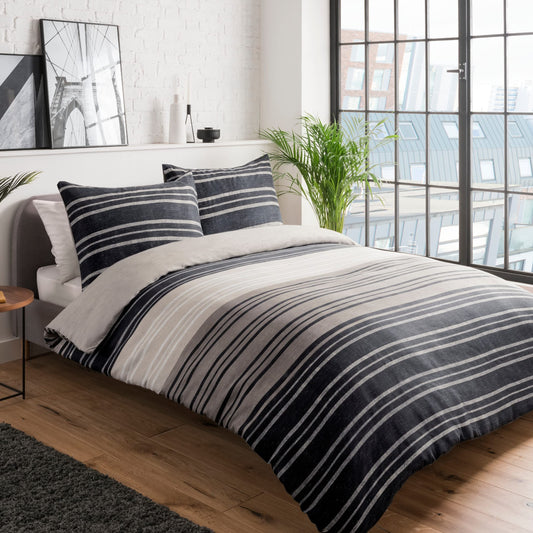 Textured Stripe - Reversible Duvet Cover & Pillowcase Set