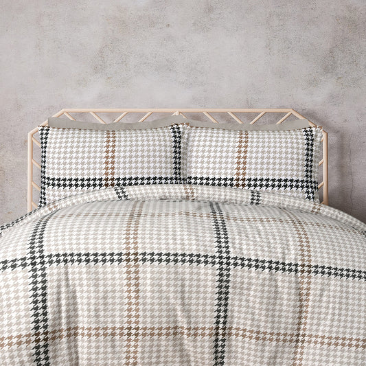 Houndstooth Check - Brushed Cotton Duvet Cover & Pillowcase Set
