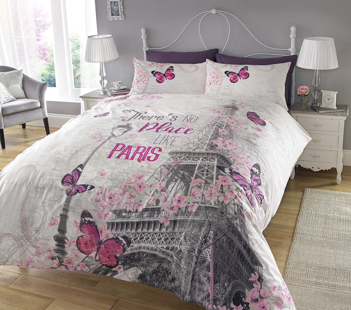 Paris Romance - Reversible Duvet Cover & Pillowcase Set